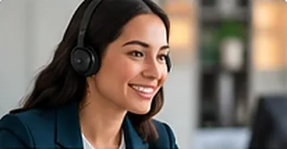 A customer service adviser wearing a headset